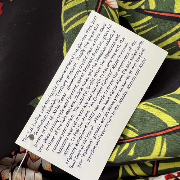 Mens L HAWAIIAN SHIRT original Kalakaua HANA Black Aloha Travel w front Pocket. - Picture 7 of 11